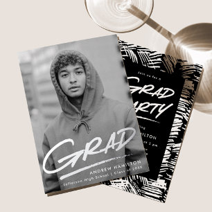 Dashed Grad Photo Graduation Party Silver