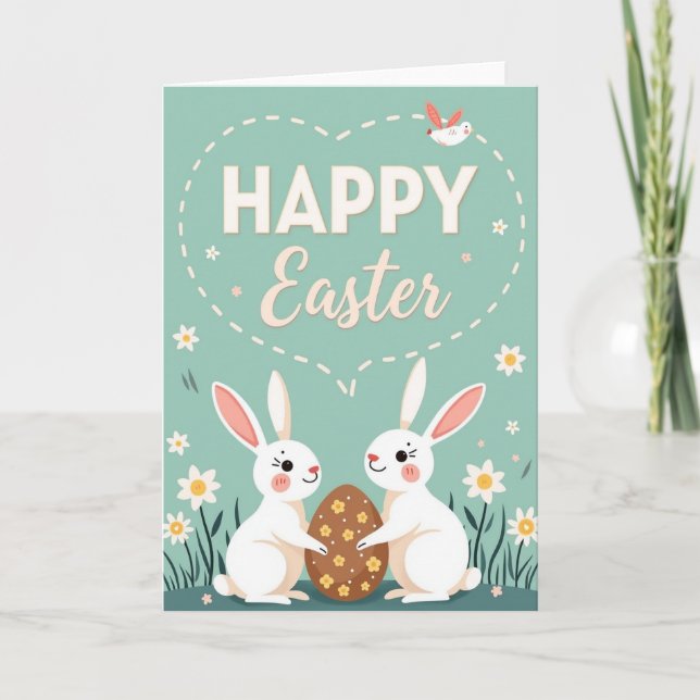 Dashed Heart Easter Card (Front)