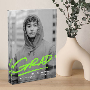 Dashed Lime Green Graduation Photo Block