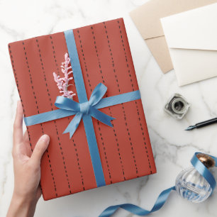 Dashed Lines on Grey Red Wrapping Paper