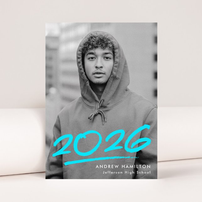 Dashed Turquoise Class of 2026 Photo Graduation Announcement (Creator Uploaded)