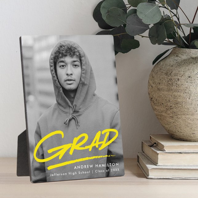 Dashed Yellow Graduation Photo Plaque (Creator Uploaded)