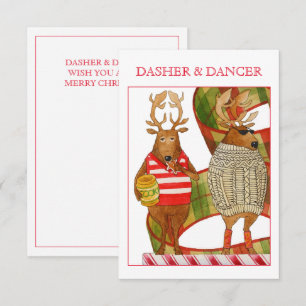 DASHER DANCER 3.5x5 Flat Christmas Card