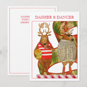 DASHER DANCER 4.5x6.25 Flat Christmas Card