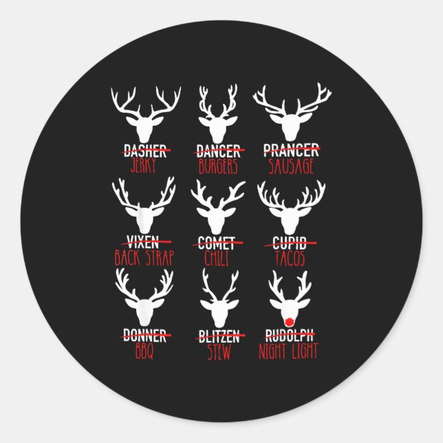 Dasher Dancer Prancer &amp; Bourbon Christmas Holi Classic Round Sticker (Front)