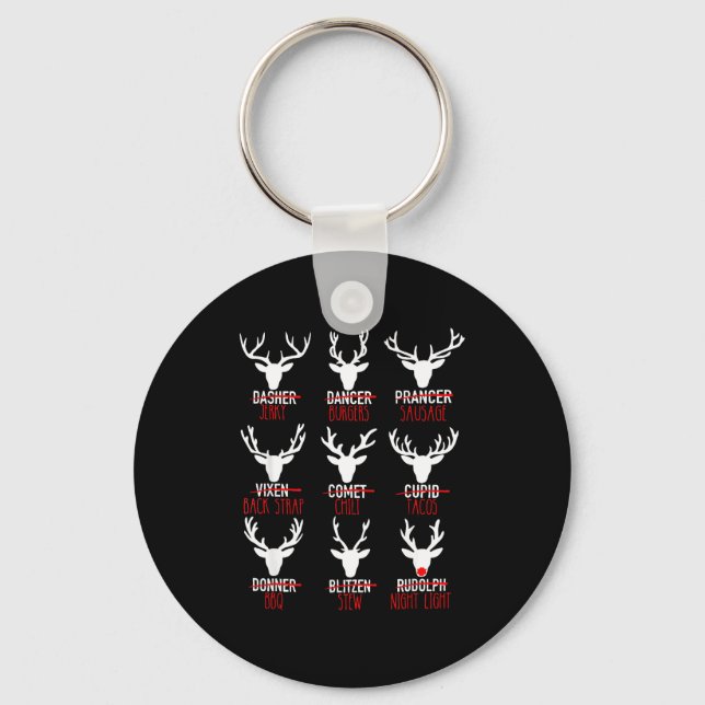 Dasher Dancer Prancer &amp; Bourbon Christmas Holi Key Ring (Front)
