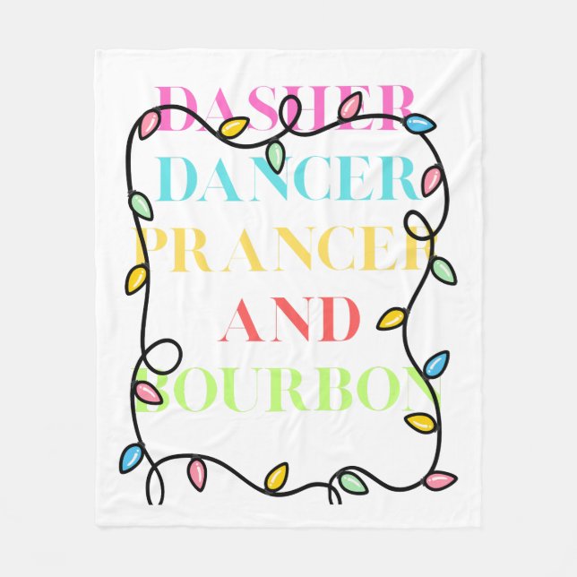 Dasher Dancer Prancer and Bourbon Fleece Blanket (Front)