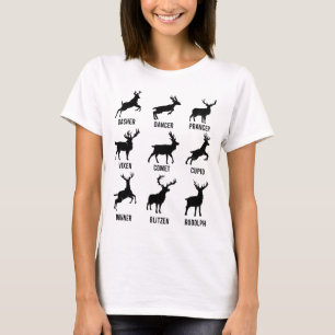 Dasher Dancer Prancer Vixen Reindeer Christmas T-Shirt