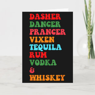 Dasher Dancer Prancer Vixen Tequila Rum Vodka Desi Card
