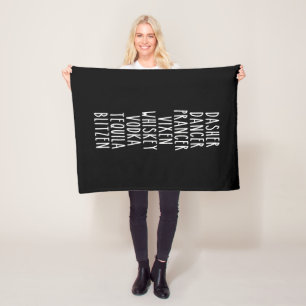 Dasher Dancer Prancer Vixen Whiskey Vodka Tequila Fleece Blanket