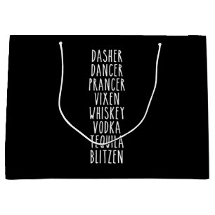 Dasher Dancer Prancer Vixen Whiskey Vodka Tequila Large Gift Bag