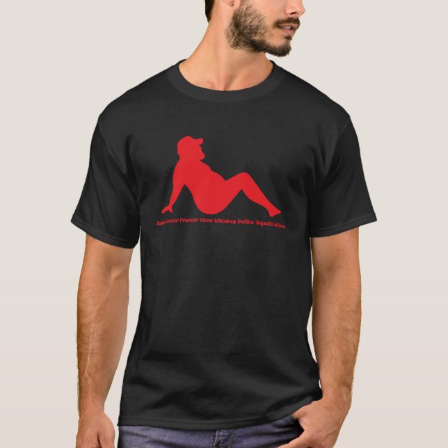 Dasher Dancer Prancer Vixen Whiskey Vodka Tequila  T-Shirt (Front)
