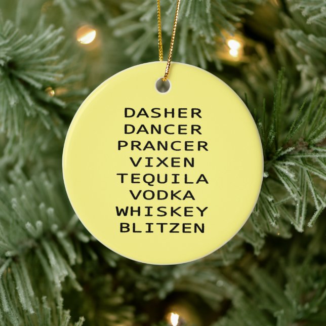 Dasher Dancer Vixen Vodka Tequila Whiskey Blitzen Ceramic Tree Decoration (Tree)