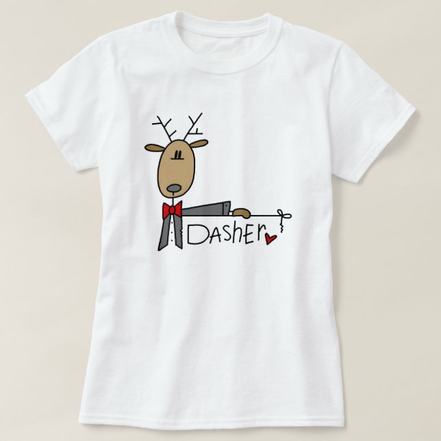 Dasher Reindeer Christmas T-shirts and Gifts (Design Front)