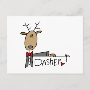 Dasher Reindeer Christmas T-shirts and Gifts Holiday Postcard