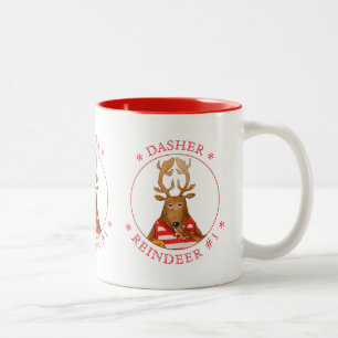 DASHER REINDEER Red Two-Tone Mug