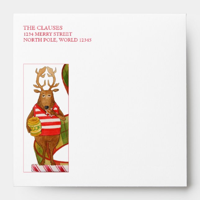 DASHER REINDEER Square Envelopes (5.25 Cards) (Front)