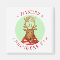 DASHER REINDEER Square Magnet
