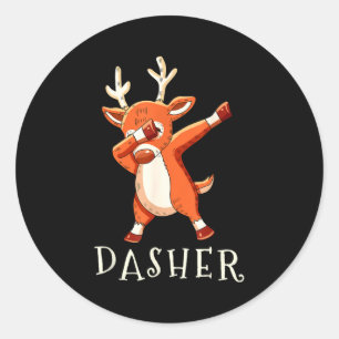 Dasher Santas Reindeers Family Matching Outfit Chr Classic Round Sticker