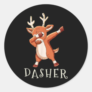 Dasher Santas Reindeers Family Matching Outfit Chr Classic Round Sticker