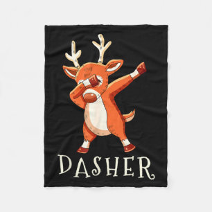 Dasher Santas Reindeers Family Matching Outfit Chr Fleece Blanket