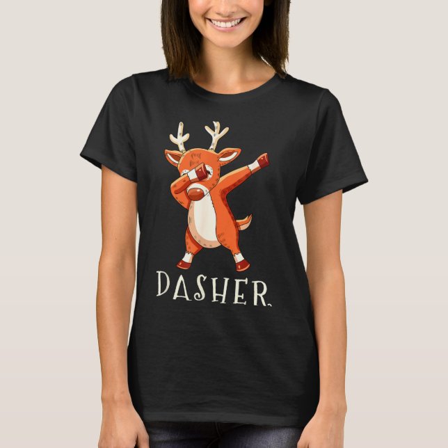 Dasher Santas Reindeers Family Matching Outfit Chr T-Shirt (Front)