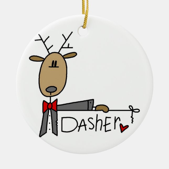 Dasher the Reindeer Christmas Keepsake Ornament (Front)