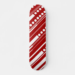 Dashes & Dots in Red and White Skateboard
