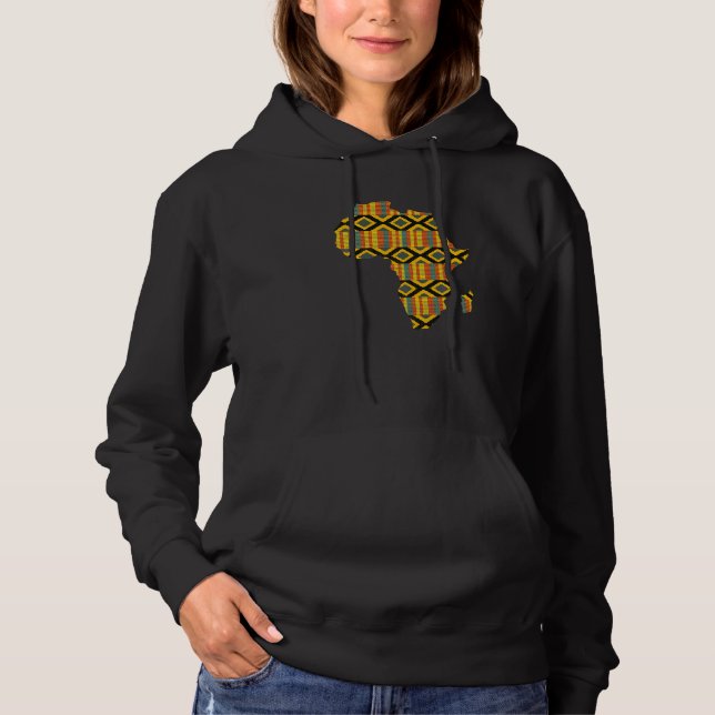 Dashiki Print African Map Tribal Ethnic Kente Clot Hoodie (Front)