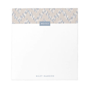 Dashing Boho Ikat Zig Zag Pattern Notepad - Taupe