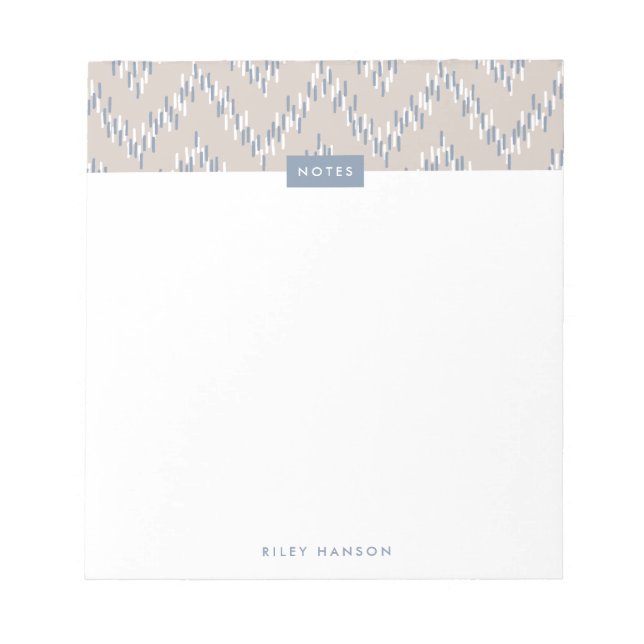 Dashing Boho Ikat Zig Zag Pattern Notepad - Taupe (Front)