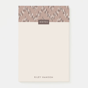 Dashing Boho Ikat Zig Zag Pattern Post-It - Brown Post-it Notes