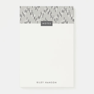 Dashing Boho Ikat Zig Zag Pattern Post-It - Gray Notes