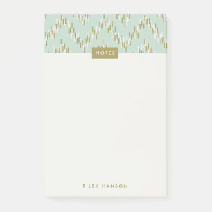 Dashing Boho Ikat Zig Zag Pattern Post-It - Green Post-it Notes
