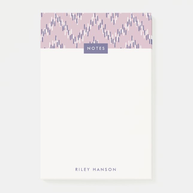 Dashing Boho Ikat Zig Zag Pattern Post-It - Purple Post-it Notes (Front)
