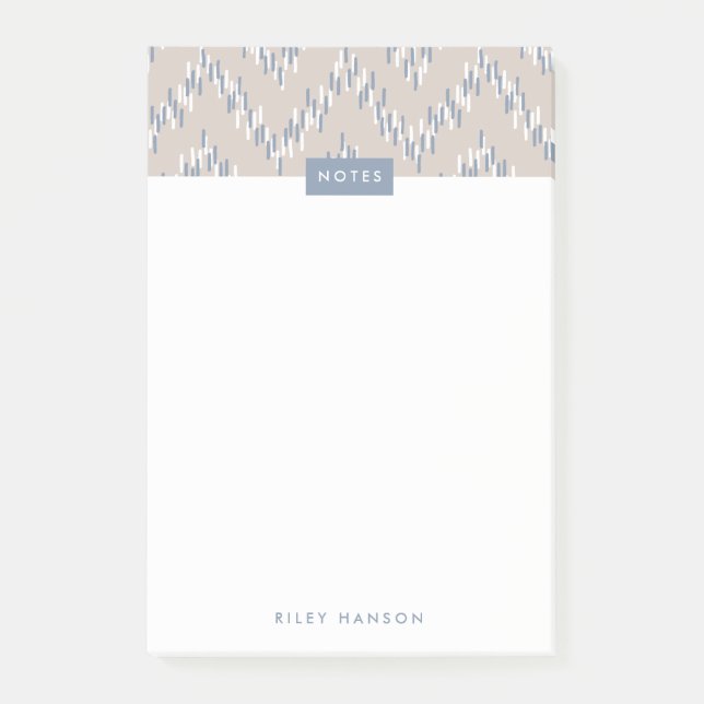 Dashing Boho Ikat Zig Zag Pattern Post-It - Taupe Notes (Front)
