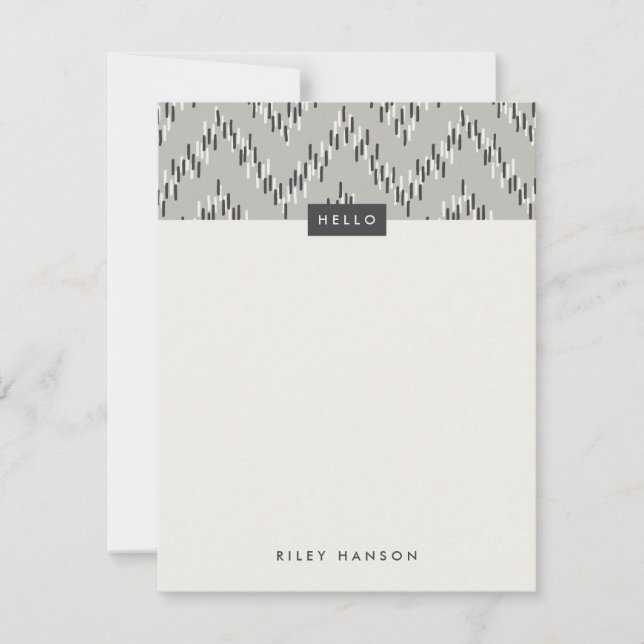 Dashing Boho Ikat Zig Zag Stationery - Grey (Front)
