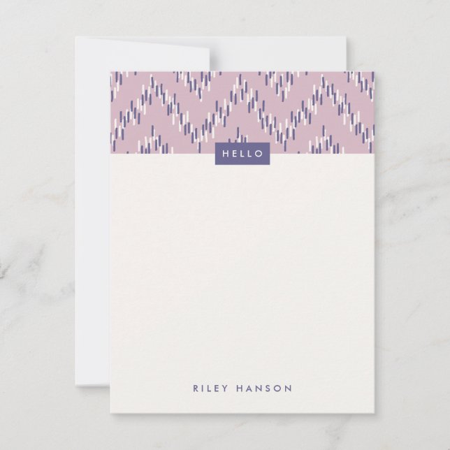 Dashing Boho Ikat Zig Zag Stationery - Purple (Front)