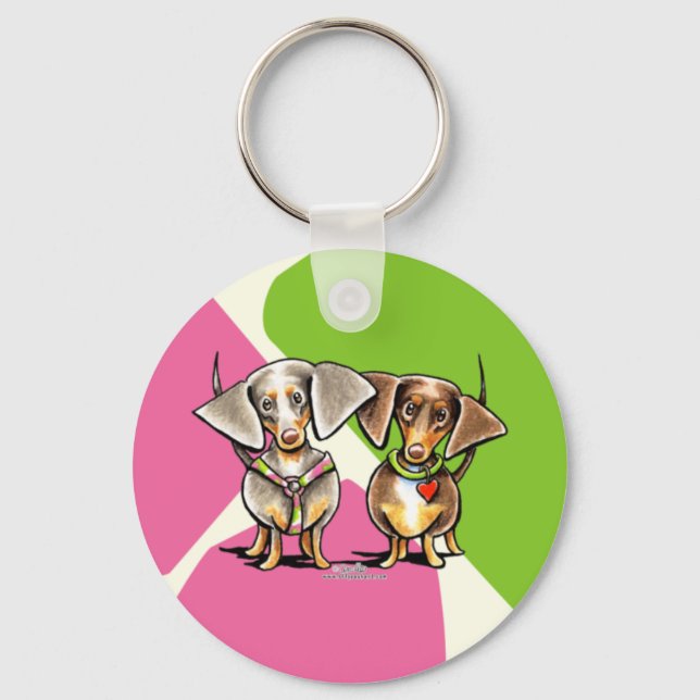 Dashing Dappled Dachshunds Key Ring (Front)