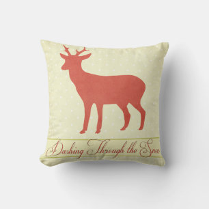 Dashing Deer Pillow - Cream Polka Dots d1