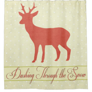 Dashing Deer Shower Curtain - Cream Polka Dot