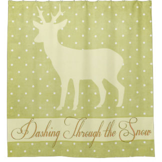Dashing Deer Shower Curtain - Lime Green Polka Dot
