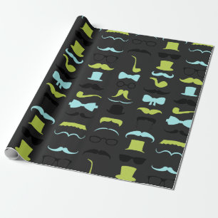 Dashing Little Man Moustache Party Wrapping Paper