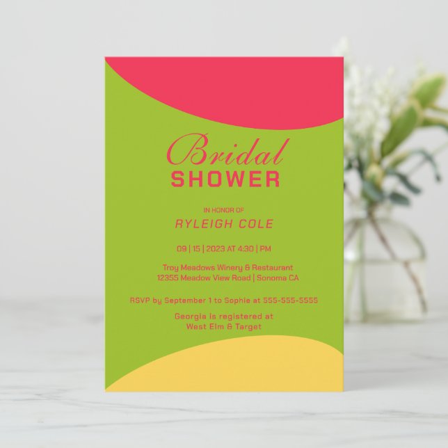 Dashing Modern Bridal Shower Invitation (Standing Front)