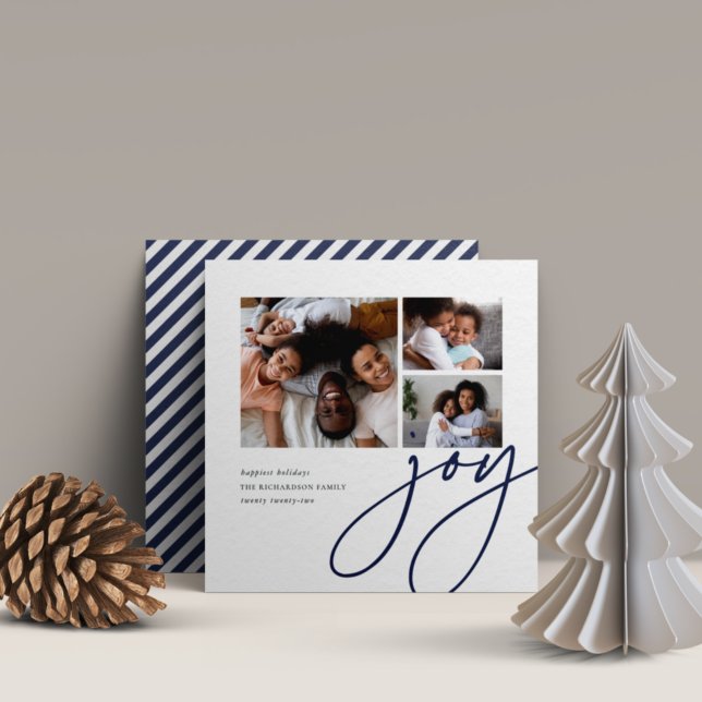 Dashing Script | 3 Photo Collage Holiday Card (Creator Uploaded)