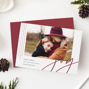 Dashing Script   Joy   Horizontal Photo Holiday Card