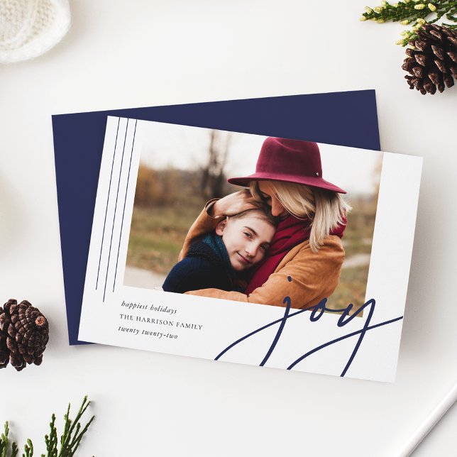 Dashing Script | Joy | Horizontal Photo Holiday Card (Creator Uploaded)
