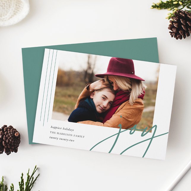 Dashing Script | Joy | Horizontal Photo Holiday Card (Creator Uploaded)