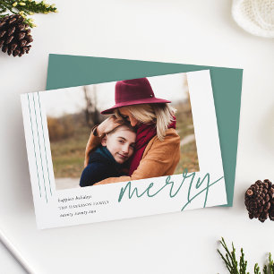Dashing Script Merry Horizontal Photo Holiday Card