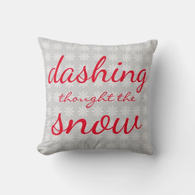 Dashing thought the snow snowflake Christmas Grey Cushion (Front)